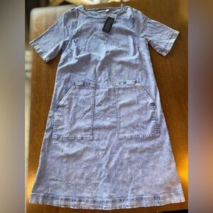 LOGO by Lori Goldstein Light Blue Short Sleeve Denim Dress